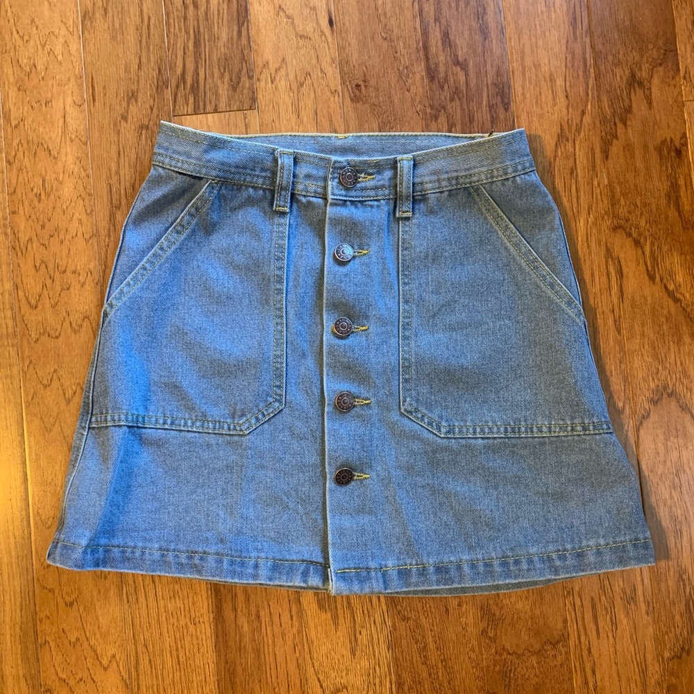 Button Front Denim Skirt
